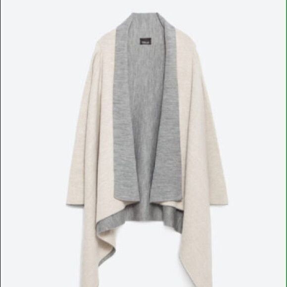 Zara Two-Toned Gray Beige Cardigan - Picture 1 of 4